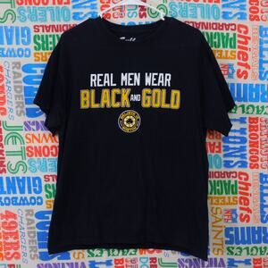 Sullys Boston Bruins Real Men Wear Black And Gold T Shirt Size L